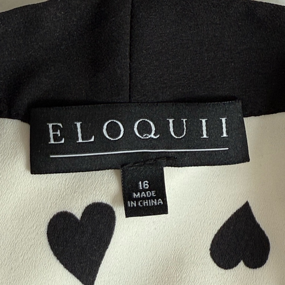 Eloquii Black and White Heart Print Blouse - Picture 8 of 10